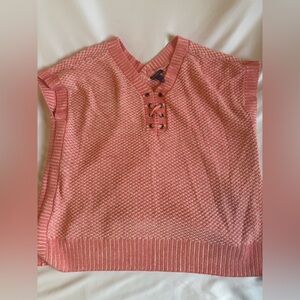 Isaac Mizrahi Pink Lace-Up Blouse